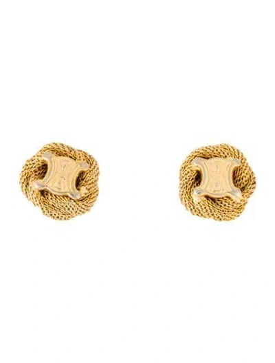 Pre-owned Celine Vintage Triomphe Clip-on Earrings In Multi