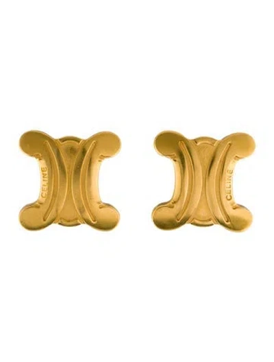 Pre-owned Celine Vintage Triomphe Clip-on Earrings In Multicolor
