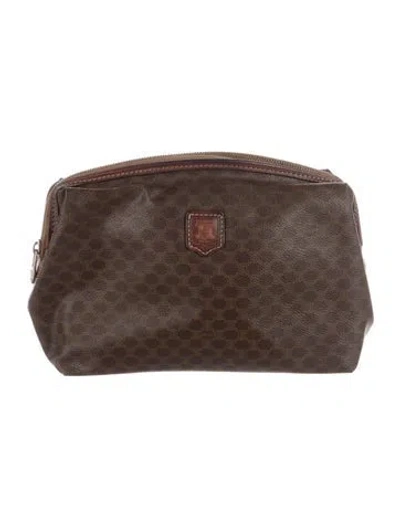 Pre-owned Celine Vintage Triomphe Cosmetic Bag In Brown
