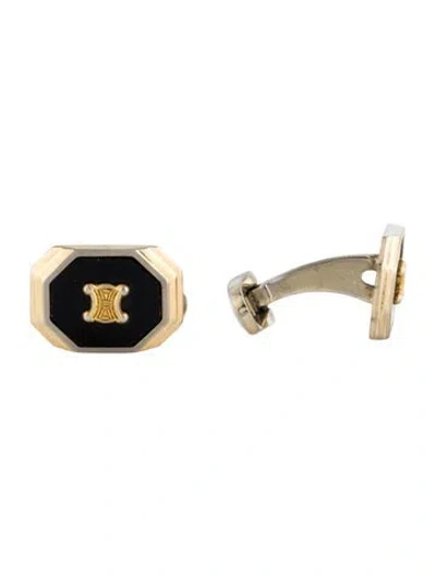 Pre-owned Celine Vintage Triomphe Cufflinks In Black
