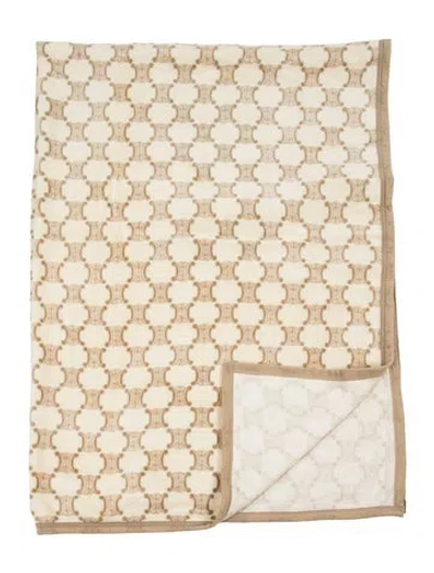 Pre-owned Celine Vintage Triomphe Printed Fleece Throw Blanket In Neutrals