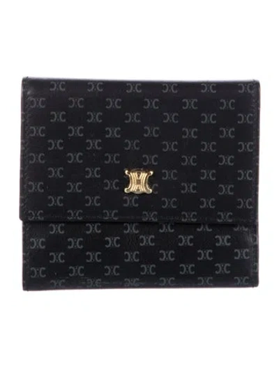 Pre-owned Celine Vintage Triomphe Trifold Wallet In Black