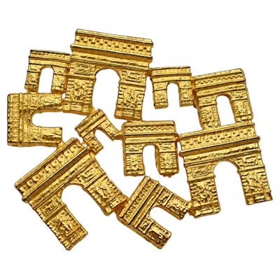 Pre-owned Celine Vintage Vintage Gold-tone Paris Arc De Triomphe Brooch In Multiple