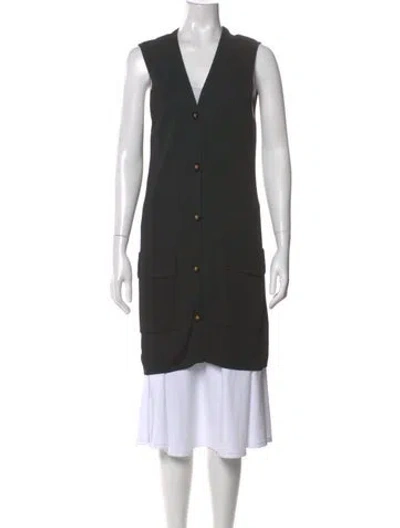 Pre-owned Celine Vintage V-neck Sweater In Black