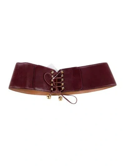 Pre-owned Celine Vintage Wide Waist Belt In Red