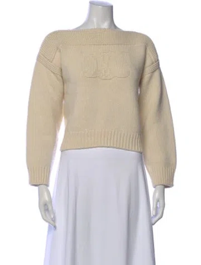 Pre-owned Celine Virgin Wool Bateau Neckline Sweater In Neutral