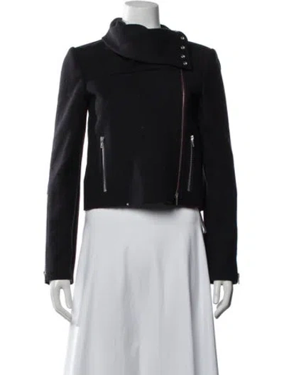 Pre-owned Celine Virgin Wool Biker Jacket In Black