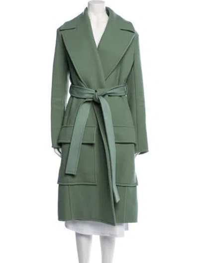 Pre-owned Celine Virgin Wool Coat In Green