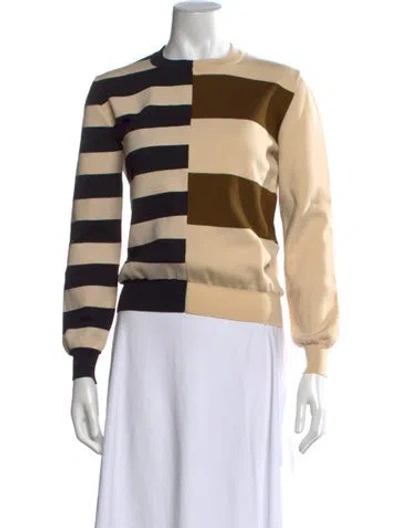 Pre-owned Celine Virgin Wool Colorblock Pattern Sweatshirt In Neutrals