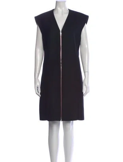 Pre-owned Celine Virgin Wool Knee-length Dress In Black