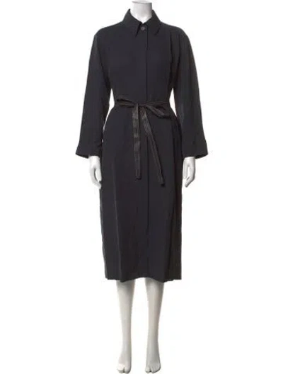 Pre-owned Celine Virgin Wool Long Dress In Grey