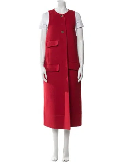 Pre-owned Celine Virgin Wool Long Dress In Red