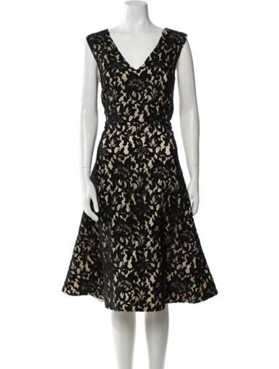 Pre-owned Celine Virgin Wool Midi Length Dress In Black