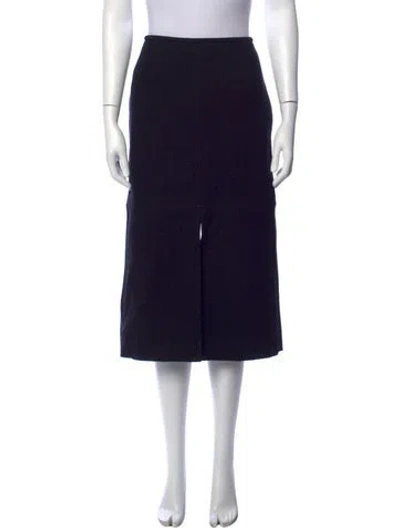Pre-owned Celine Virgin Wool Midi Length Skirt In Black