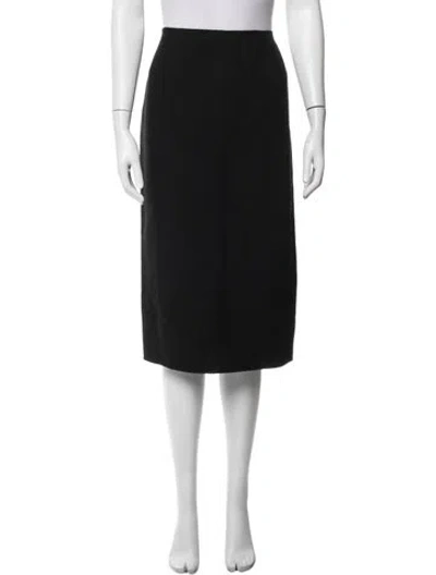 Pre-owned Celine Virgin Wool Midi Length Skirt In Black
