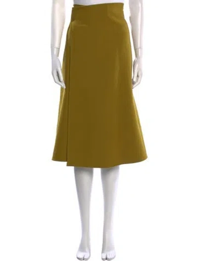 Pre-owned Celine Virgin Wool Midi Length Skirt In Green