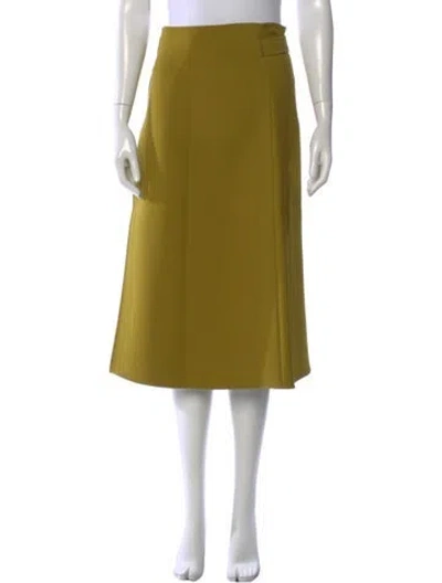 Pre-owned Celine Virgin Wool Midi Length Skirt In Green