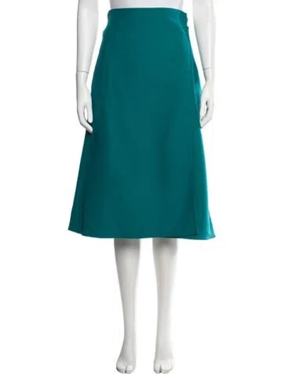 Pre-owned Celine Virgin Wool Midi Length Skirt In Green