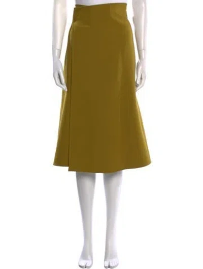 Pre-owned Celine Virgin Wool Midi Length Skirt In Green