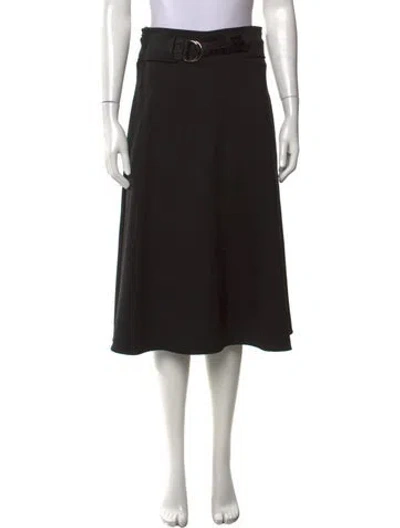 Pre-owned Celine Virgin Wool Midi Length Skirt W/ Tags In Black