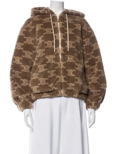 Pre-owned Celine Virgin Wool Patterned Jacket In Brown