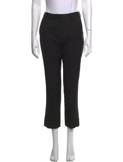 Pre-owned Celine Virgin Wool Straight Leg Pants In Black