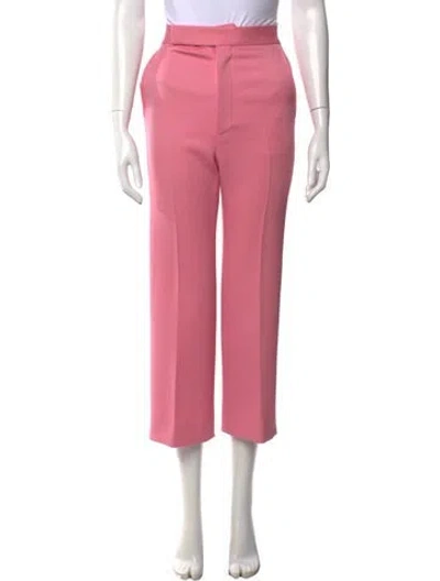 Pre-owned Celine Virgin Wool Straight Leg Pants In Pink