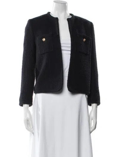 Pre-owned Celine Virgin Wool Tweed Pattern Jacket In Blue