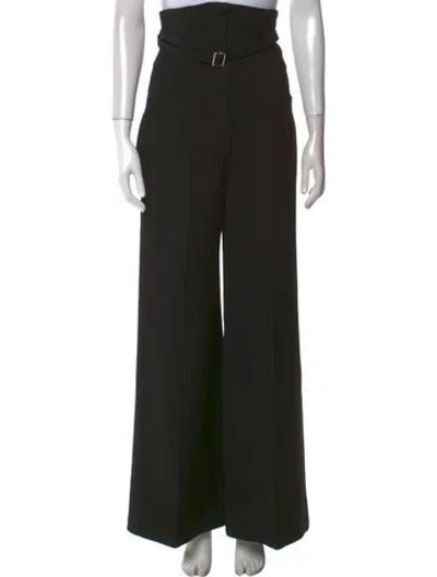 Pre-owned Celine Virgin Wool Wide Leg Pants In Black