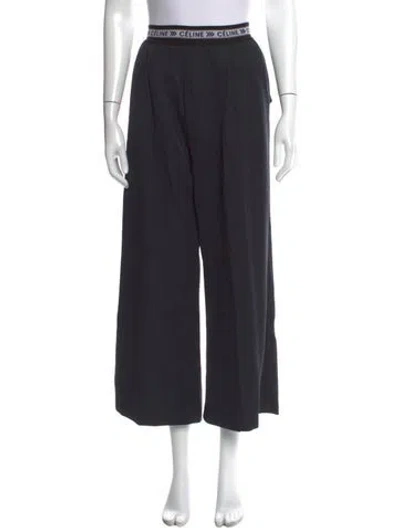 Pre-owned Celine Virgin Wool Wide Leg Pants In Black