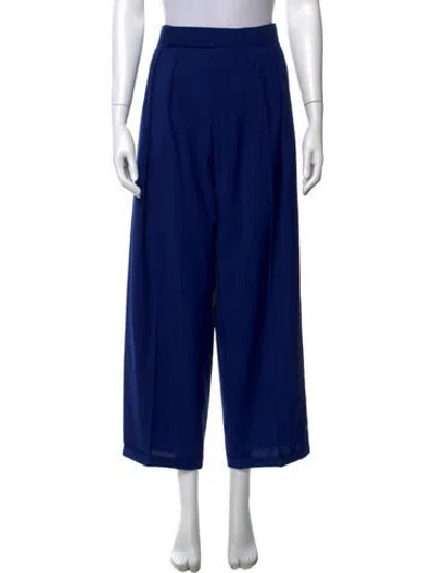 Pre-owned Celine Virgin Wool Wide Leg Pants In Blue