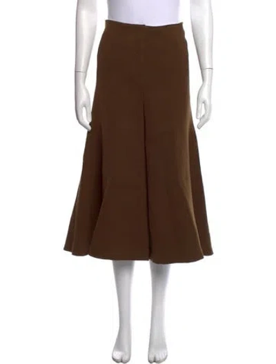Pre-owned Celine Virgin Wool Wide Leg Pants In Brown