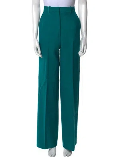 Pre-owned Celine Virgin Wool Wide Leg Pants In Green