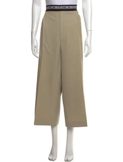 Pre-owned Celine Virgin Wool Wide Leg Pants In Neutrals