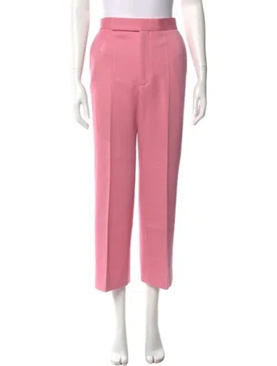 Pre-owned Celine Virgin Wool Wide Leg Pants In Pink