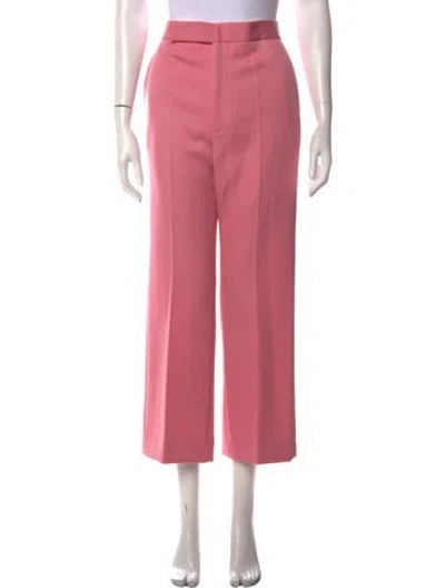 Pre-owned Celine Virgin Wool Wide Leg Pants In Pink
