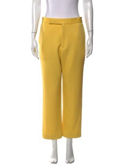 Pre-owned Celine Virgin Wool Wide Leg Pants In Yellow
