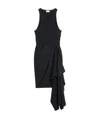 Celine Viscose And Polyester Pleated Sleeveless Dress In Black