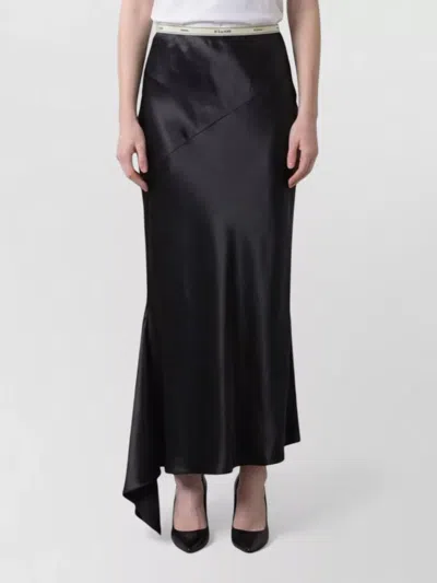 Celine Viscose Satin Asymmetric Mid-rise Midi Skirt In Black