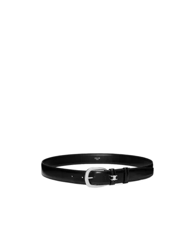 Celine Vivienne Belt 30mm In Taurillon Leather In Black