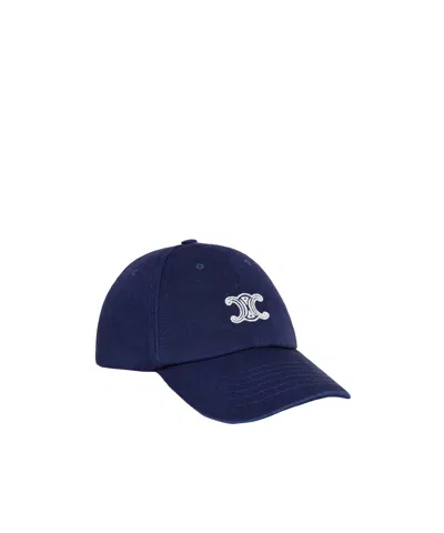 Celine Vivienne Cap In Cotton Twill In Blue