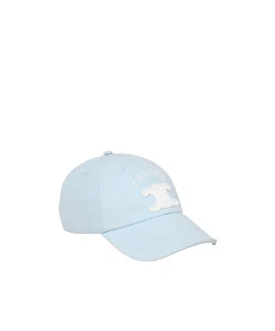 Celine Vivienne Cap In Light Cotton Gabardine In Blue
