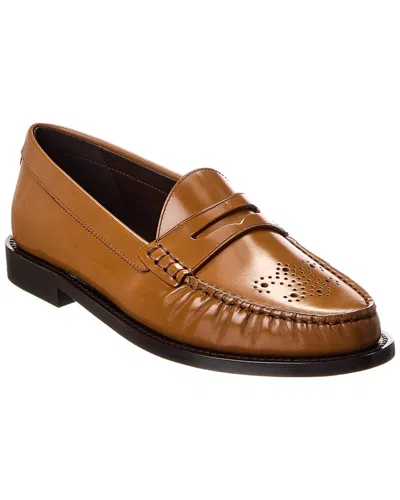 Celine Vivienne Leather Loafer In Brown