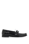 Celine Men Vivienne Leather Loafer With Perforated Triomphe Logo In Animal Print