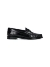 Celine Loafers With Perforated Detail And Shiny Finish In Black