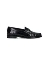 Celine Loafers With Perforated Detail And Shiny Finish In Black