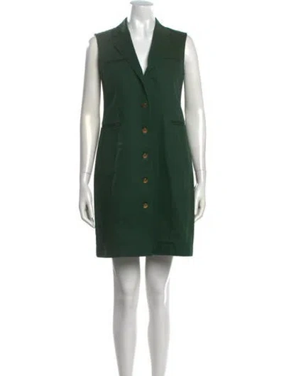 Pre-owned Celine V-neck Knee-length Dress In Green