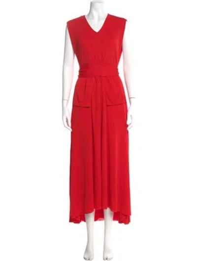 Pre-owned Celine V-neck Long Dress W/ Tags In Red