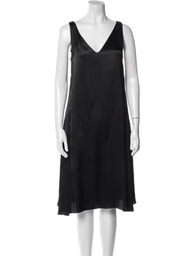Pre-owned Celine V-neck Midi Length Dress In Black