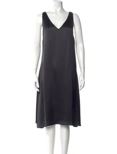 Pre-owned Celine V-neck Midi Length Dress In Black